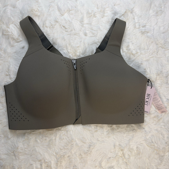 Victoria's Secret Dark Olive Green Featherweight Max Sports Front Close Bra 38C - Picture 1 of 6
